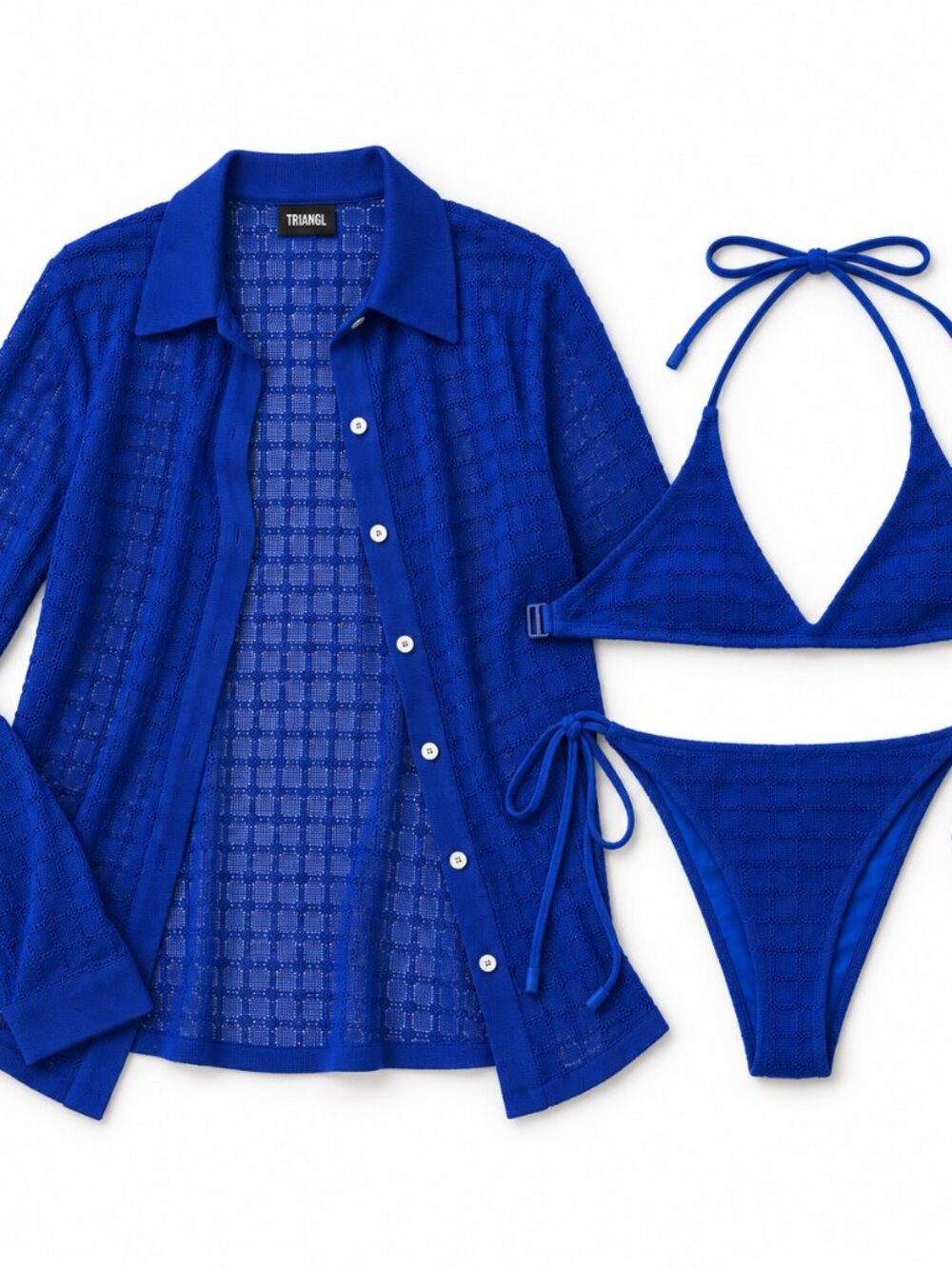 Triangl Royal Blue Sheer Shirt and Swimsuit Bundle Size S/M